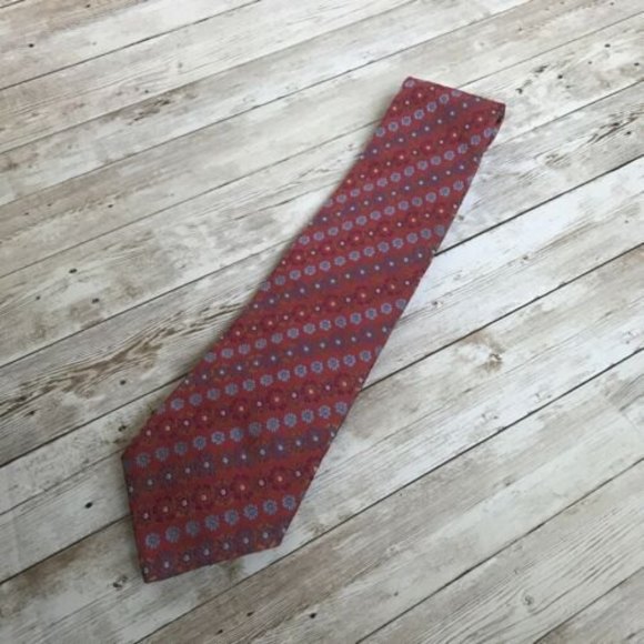 Christian Lacroix Mens Tie Necktie Navy Red Floral 100% Silk Made in Italy - Picture 5 of 8